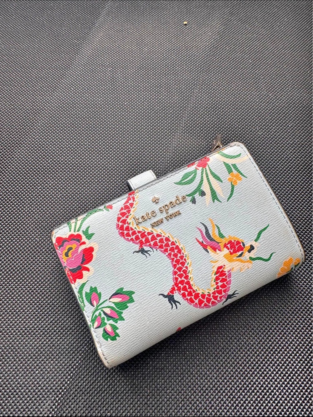 Kate Spade Light Blue Dragon Floral Wallet Rare!